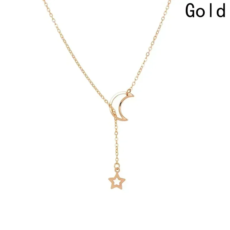 Y Lariat Moon Chain Star Drop Necklace