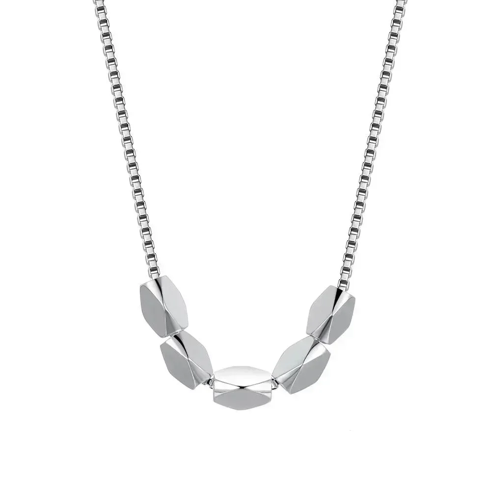 Five Charm Pendant Necklace - (S925) Silver Plated