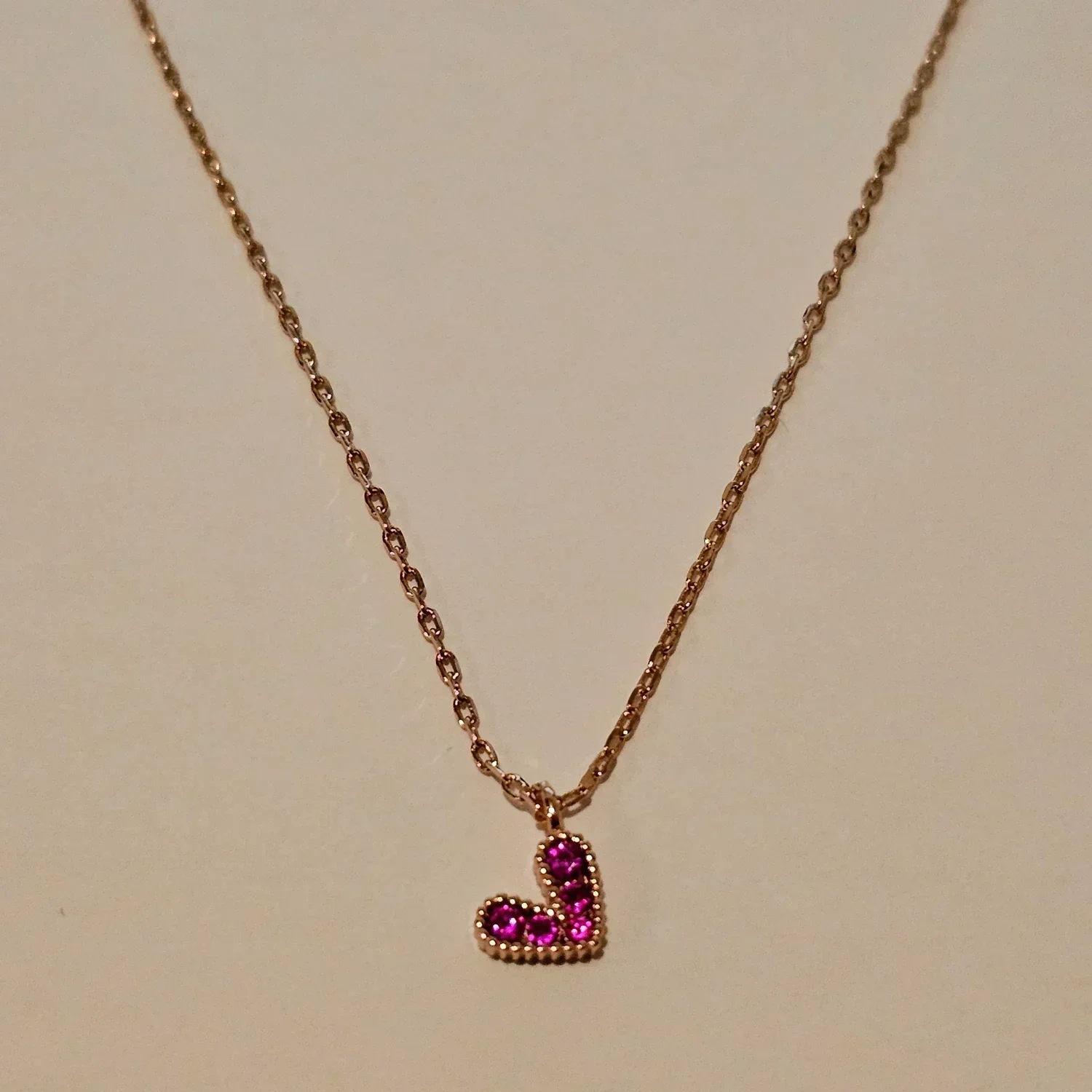 Sweet Red Crystal Heart Pendant Necklace