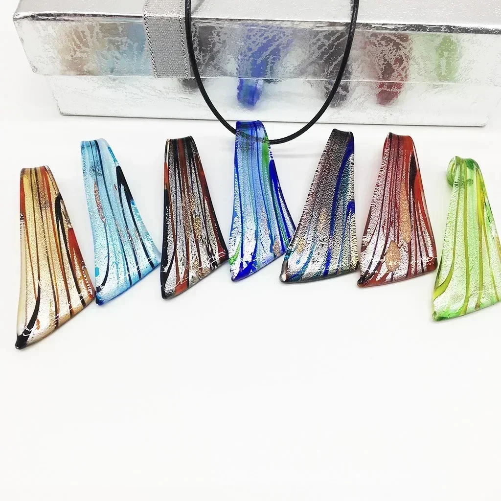6 Glass Inspired Murano Striped Pattern Necklace Set