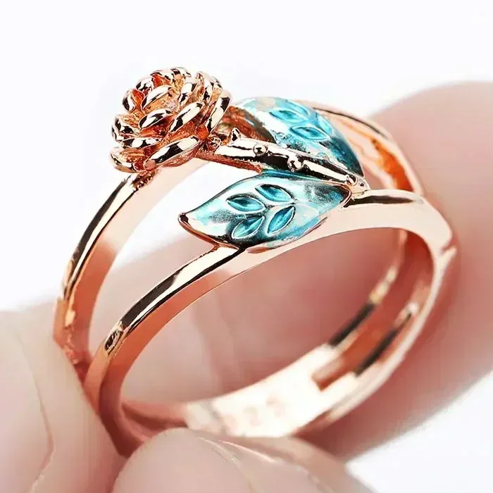 Colorful Rose Ring - Rose Gold Tone
