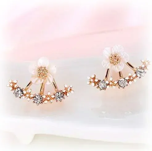 Fashion Temperament Flowers Hanging Earrings - Rose Gold