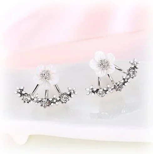 Flowers Rose Gold Color Plated ear Hanging Earrings
