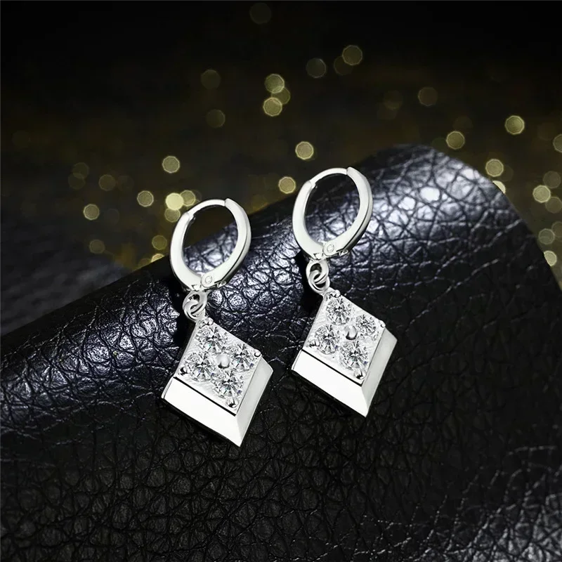 Crystal Flower Drop Earrings - S925 Silver