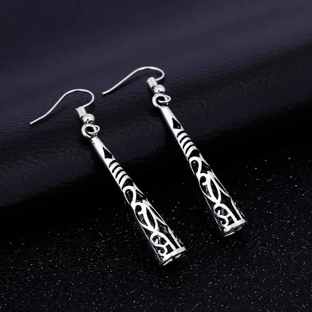 Vintage Hollow Drop Hook Earrings - Silver Tone