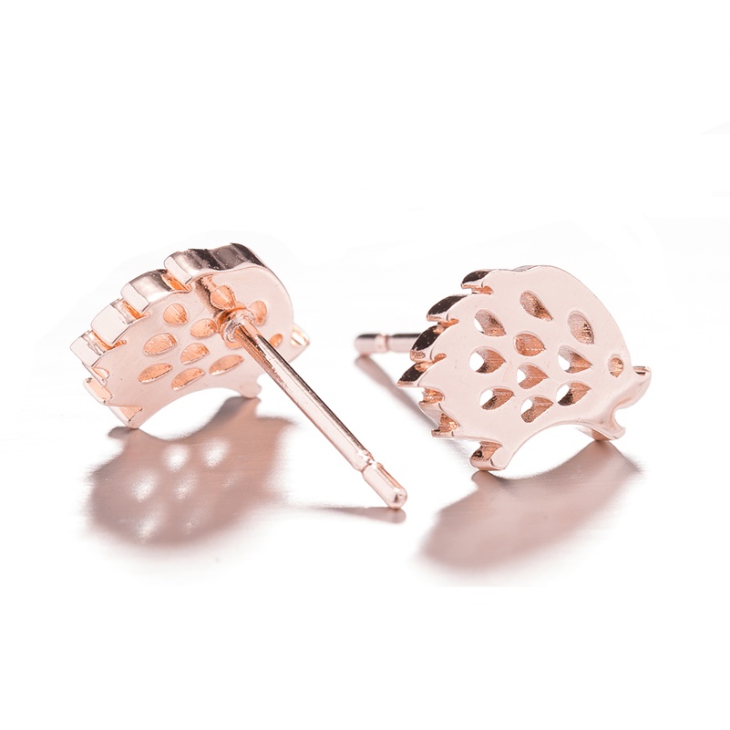 Stainless Steel Hedgehog Stud Earring - Silver Tone