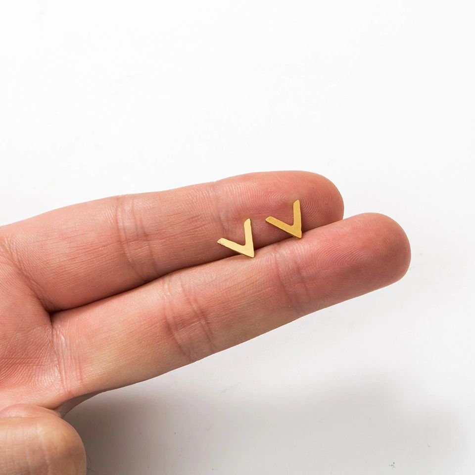Stainless Steel Chevron Stud Earrings