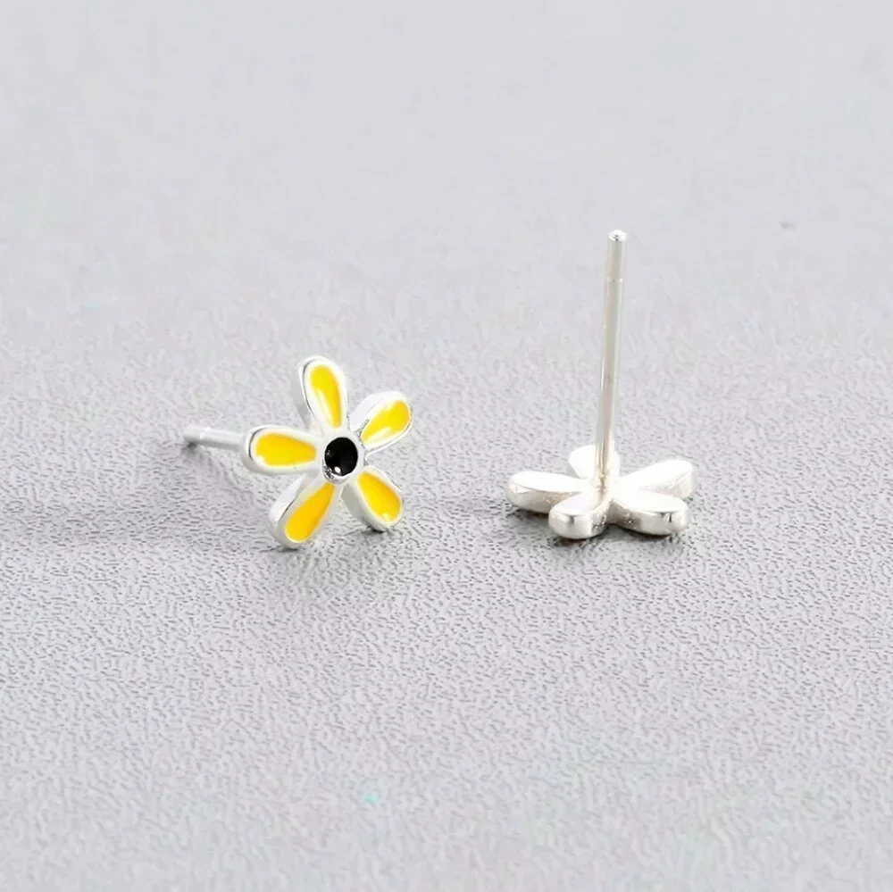 Black-eyed Susan Flower Stud Earrings - S925 Silver Plated