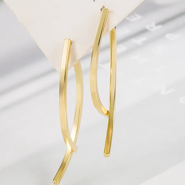 Simple Long Sweeps Drop Stud Earrings