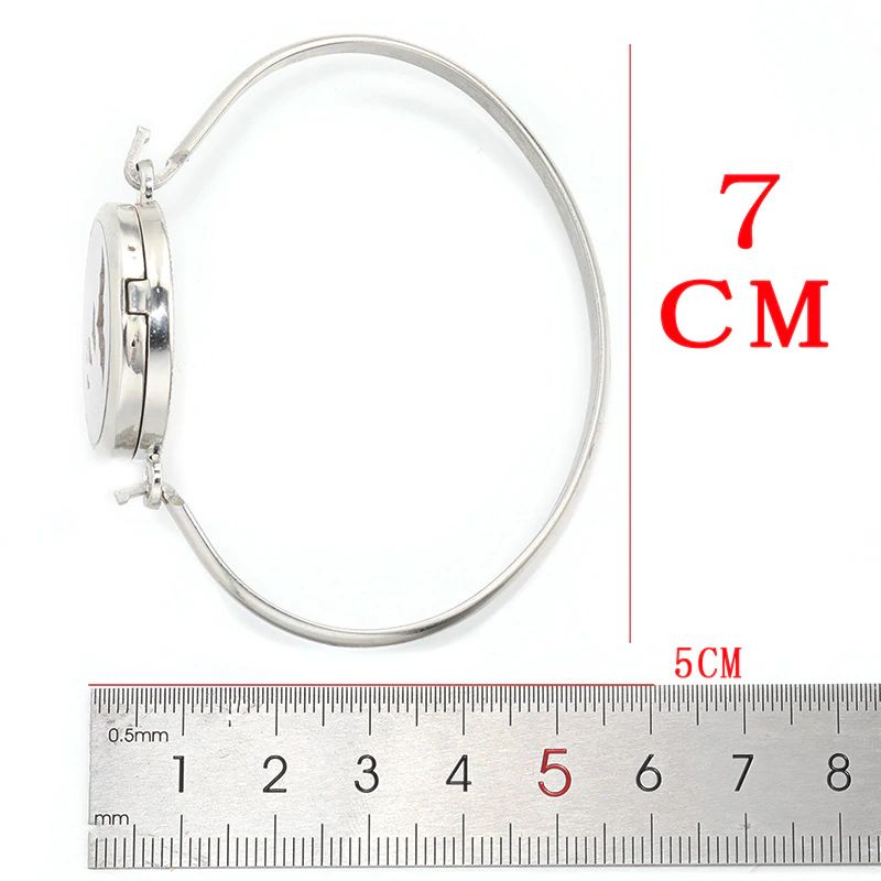 28mm Locket Flower Magnetic Aromatherapy Diffuser Bangle - Silver Tone