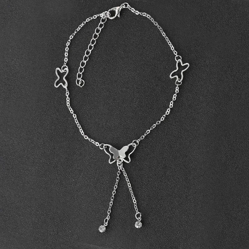 Double Butterflies Anklet with Crystals