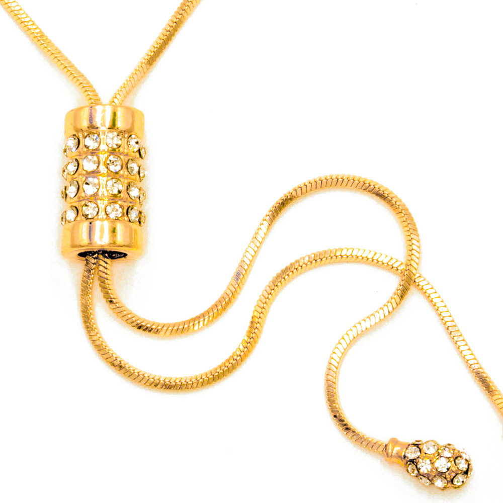 Shining CZ Long Chain Y Lariat Necklace (Gold-plated)