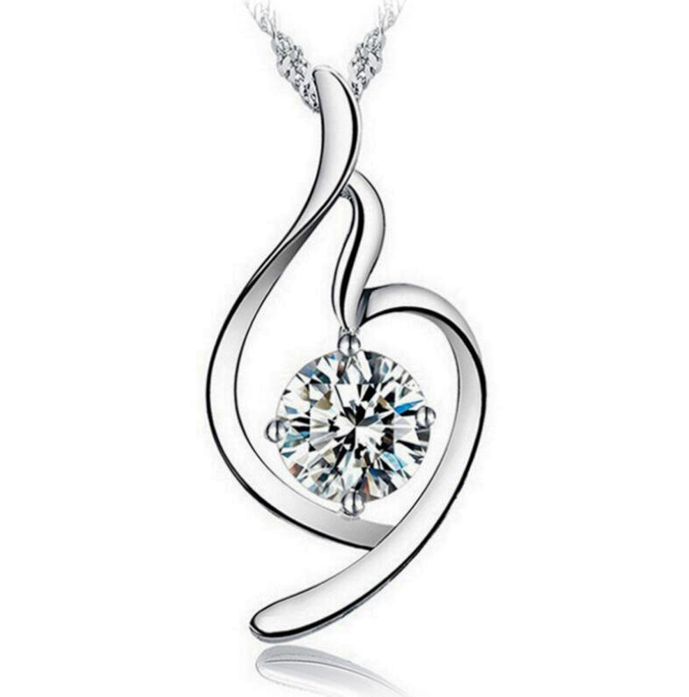 Clear CZ Soft Angel Lucky Necklace - Silver Tone