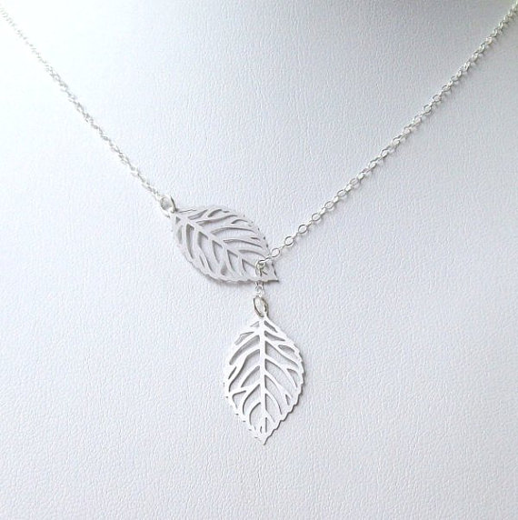 Leaf Pendant Necklace Chain - Silver Tone