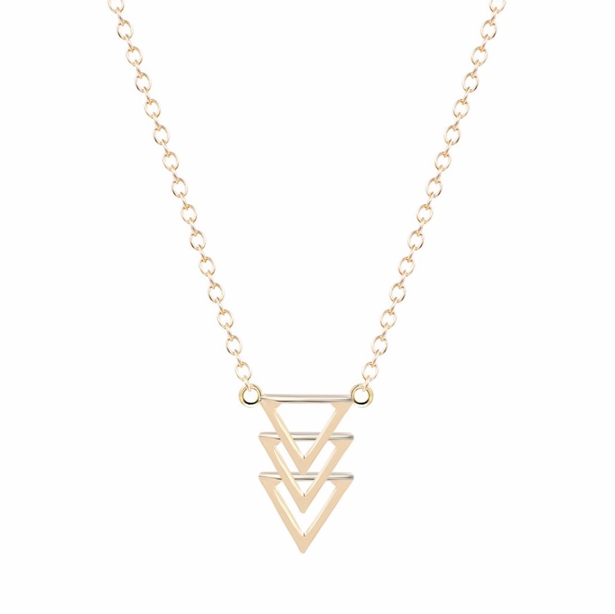 Tiered Triangle Pendant Necklace - Gold Tone