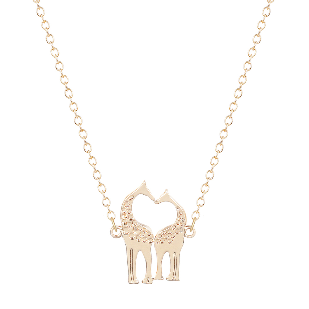 Cute Giraffe Necklace - Gold Tone