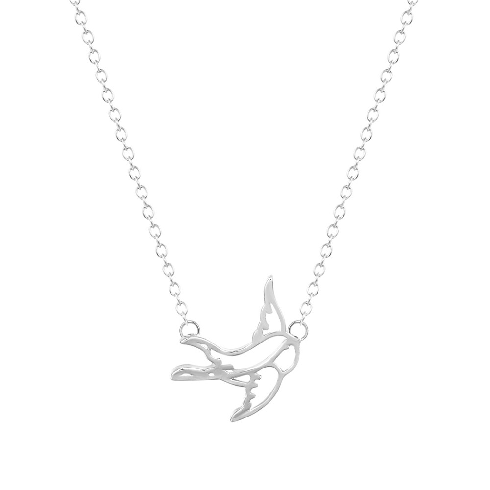 Swallow Pendant Necklace - Silver Tone