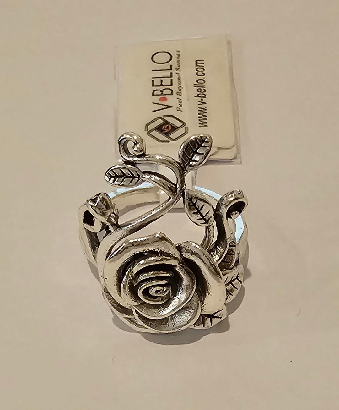 Vintage Rose Ring- Silver Tone