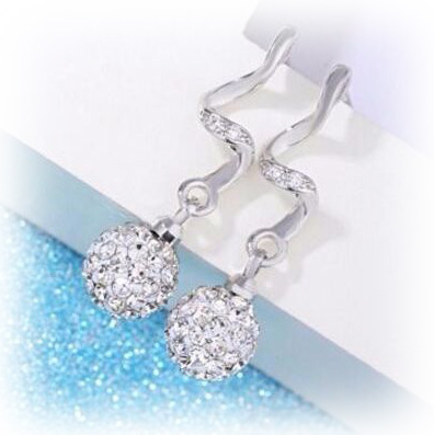 Shambhala CZ Ball Drop Earrings -  (S925) Silver Plated