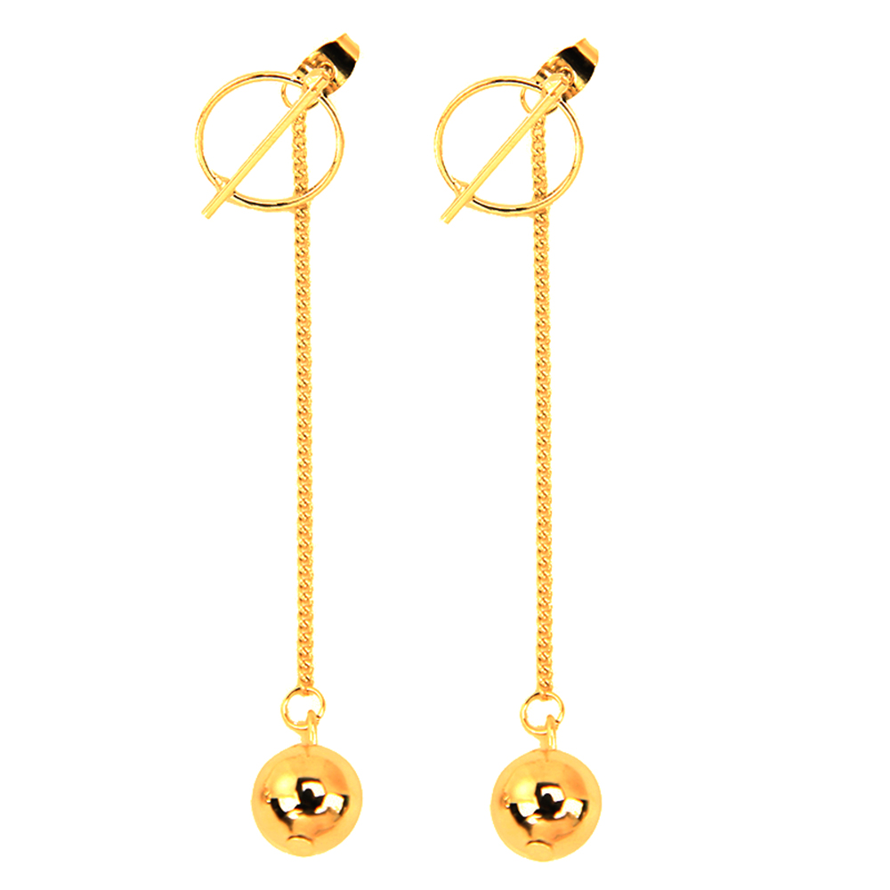 Punk Tassel Long Chain Gold Ball Drop Earrings