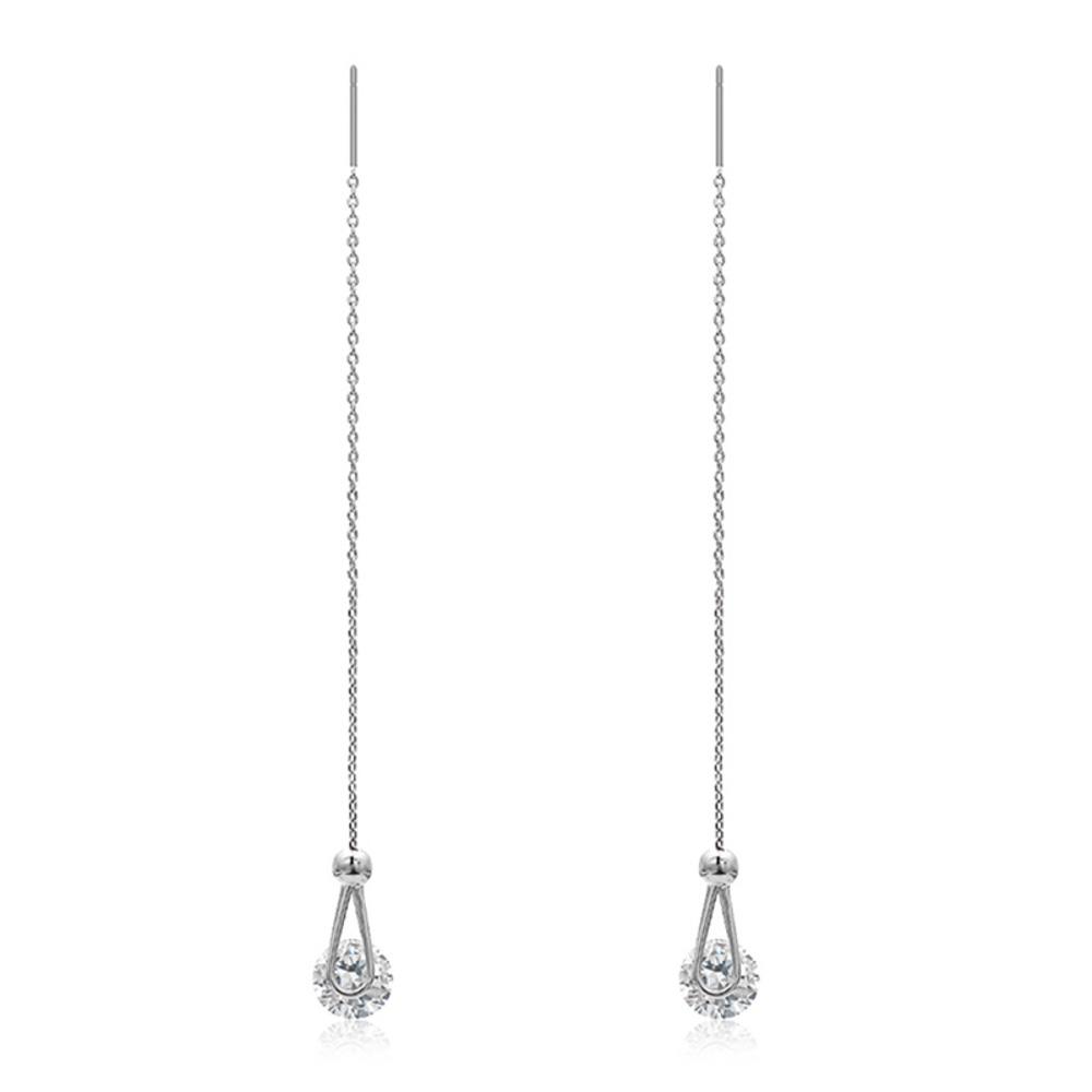 Karasu Platinum Tone Cute Round CZ Threaders