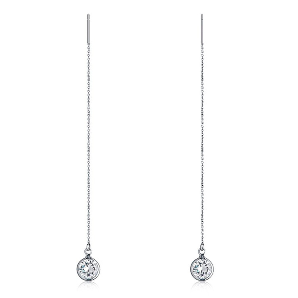 Karasu Platinum Tone Round CZ Threaders