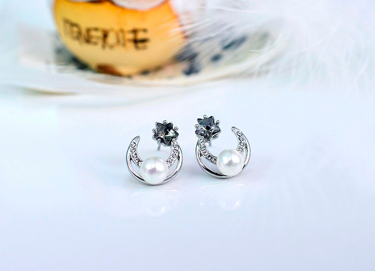 CZ Pearl Drop Earrings - Silver Tone