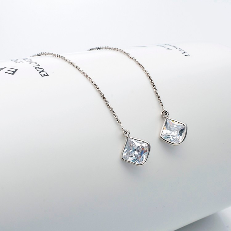 Karasu Square CZ Threaders - Platinum Tone