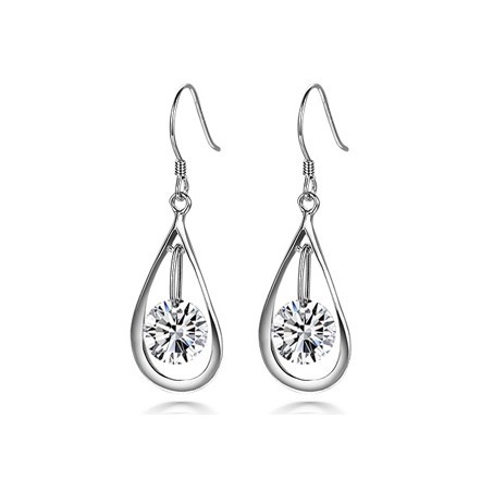 Crystal Water Drop Earrings - Platinum Gold Tone