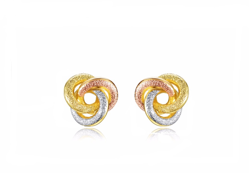 Three Gold Color Knot Stud Earrings