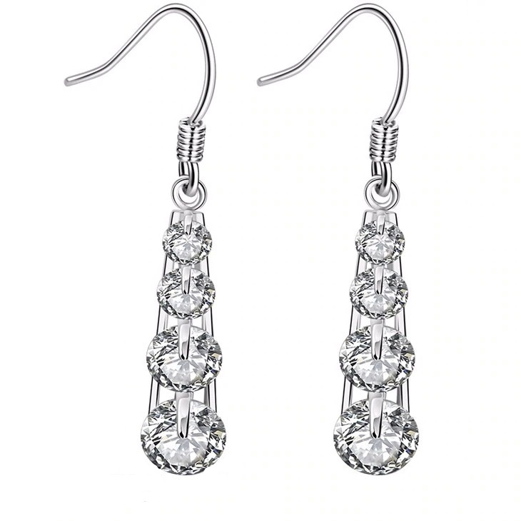 Cascade CZ Drop Earrings - (S925) Silver Plated