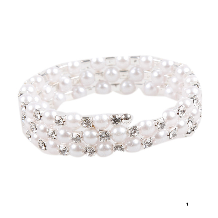 Handmade Three Layers Pearl Crystal Bracelet